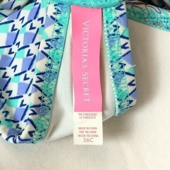 Victoria’s Secret The Fabulous Bikini Top Paisley Size 36C Tassel Swim Top - Picture 6 of 7